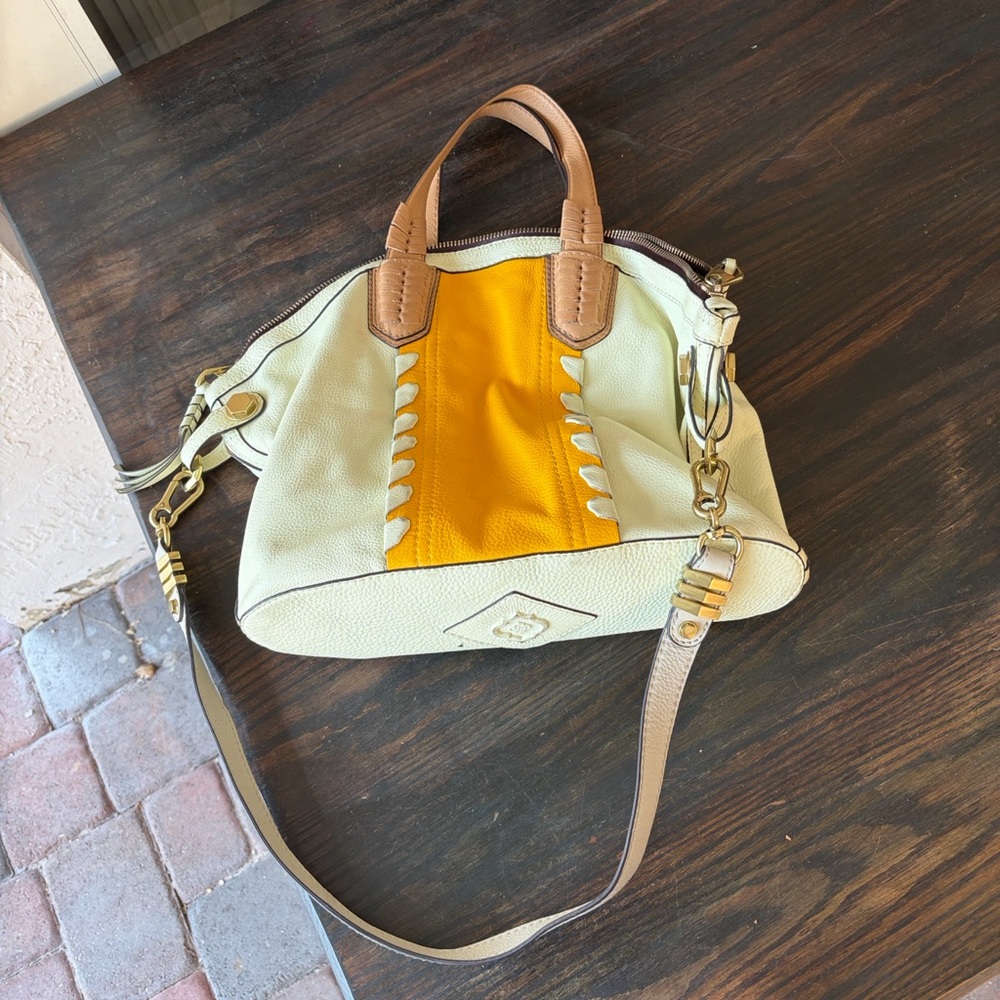 orYANY Cream and Yellow shoulder satchel bag